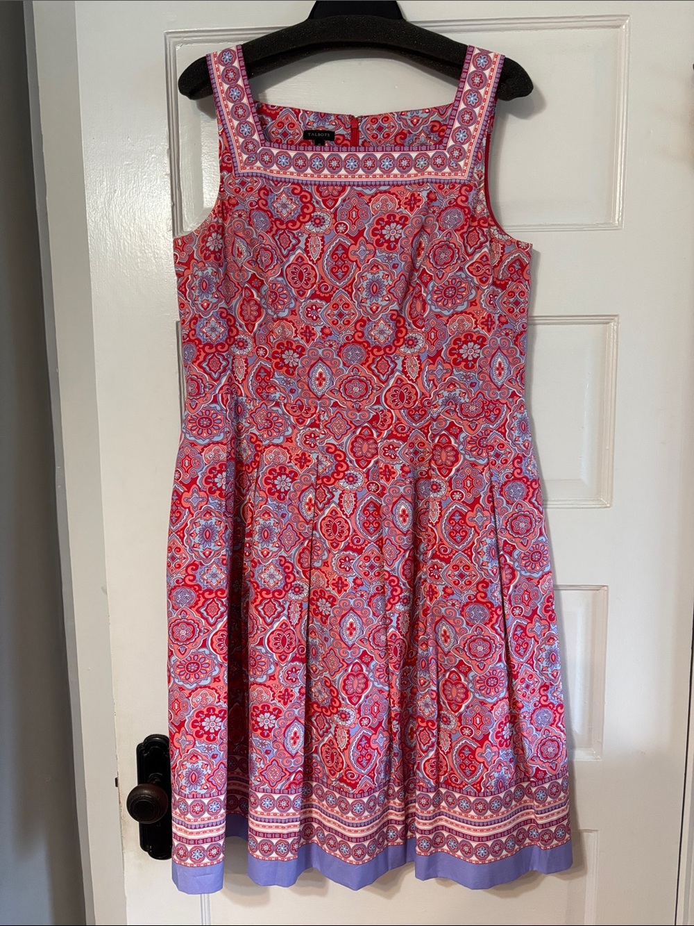 Talbots Red and Lavender Medallion Print Dress